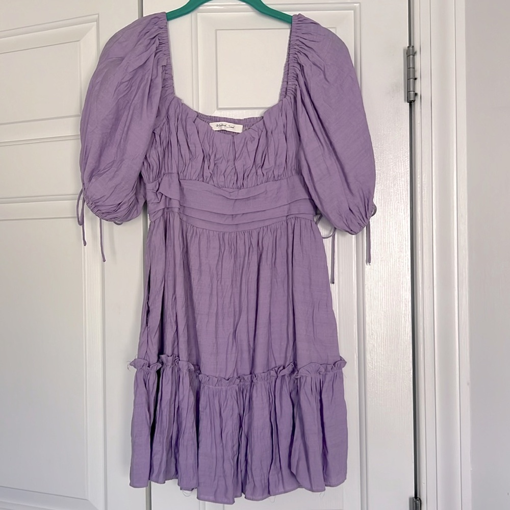 Purple puff sleeve sundress
